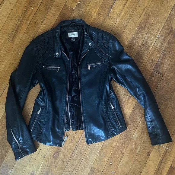 Vintage Neiman Marcus Genuine Leather Biker Jacket Coat Medium - Picture 1 of 10